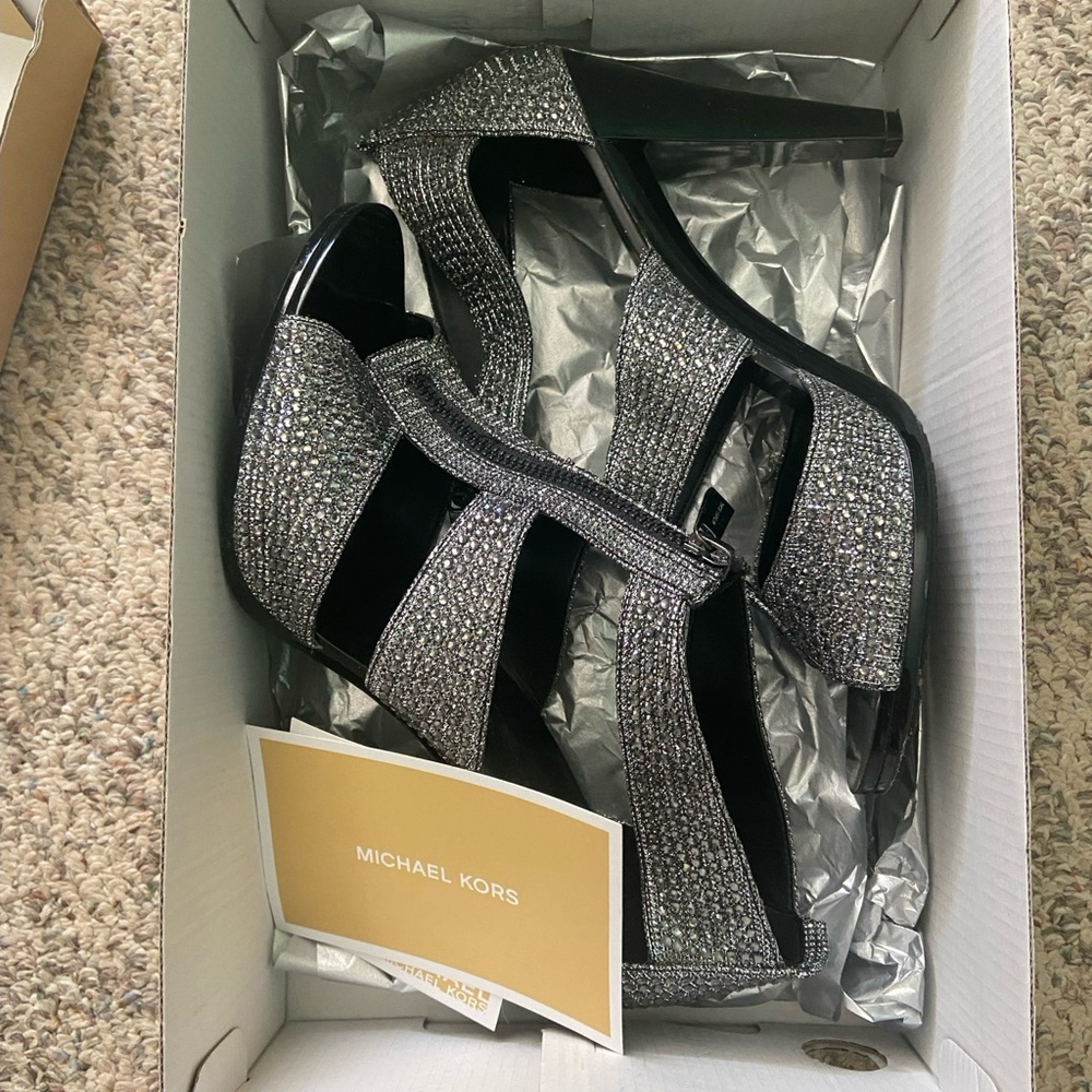 Michael Kora berkley t strap glitter heels